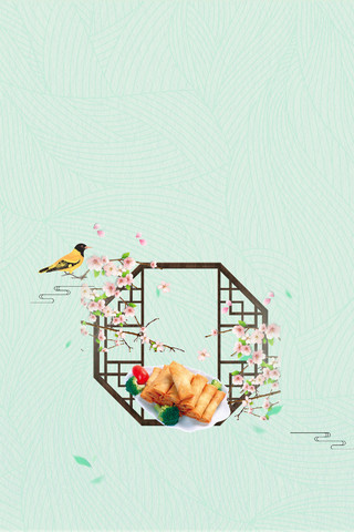 中国传统食物节日立春二十四节气春天绿色背景